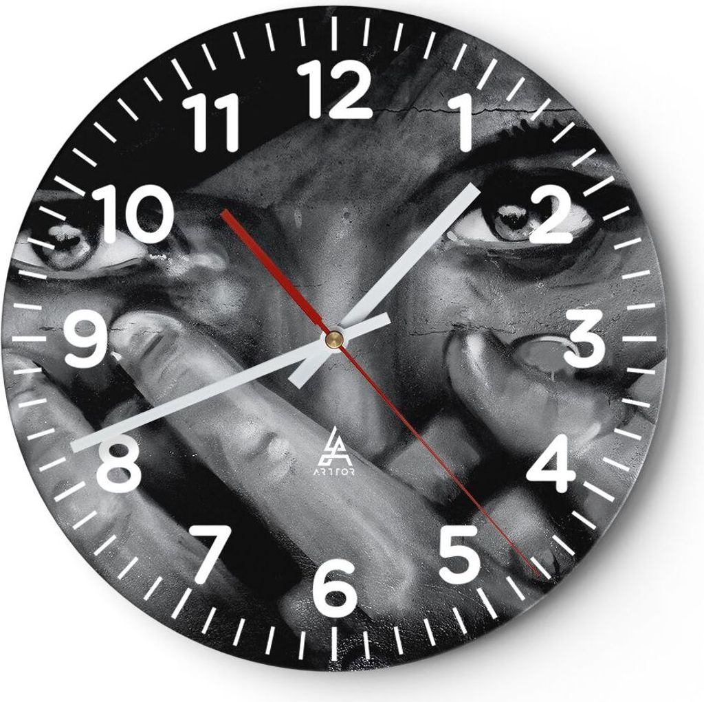 Wanduhr - Rund - Glasuhr - Graffiti Wand Farbe Malerei - 40x40cm - Schleichendes Uhrwerk - Lautlos - zum Aufhängen bereit - Dekoration Modern - Wa...