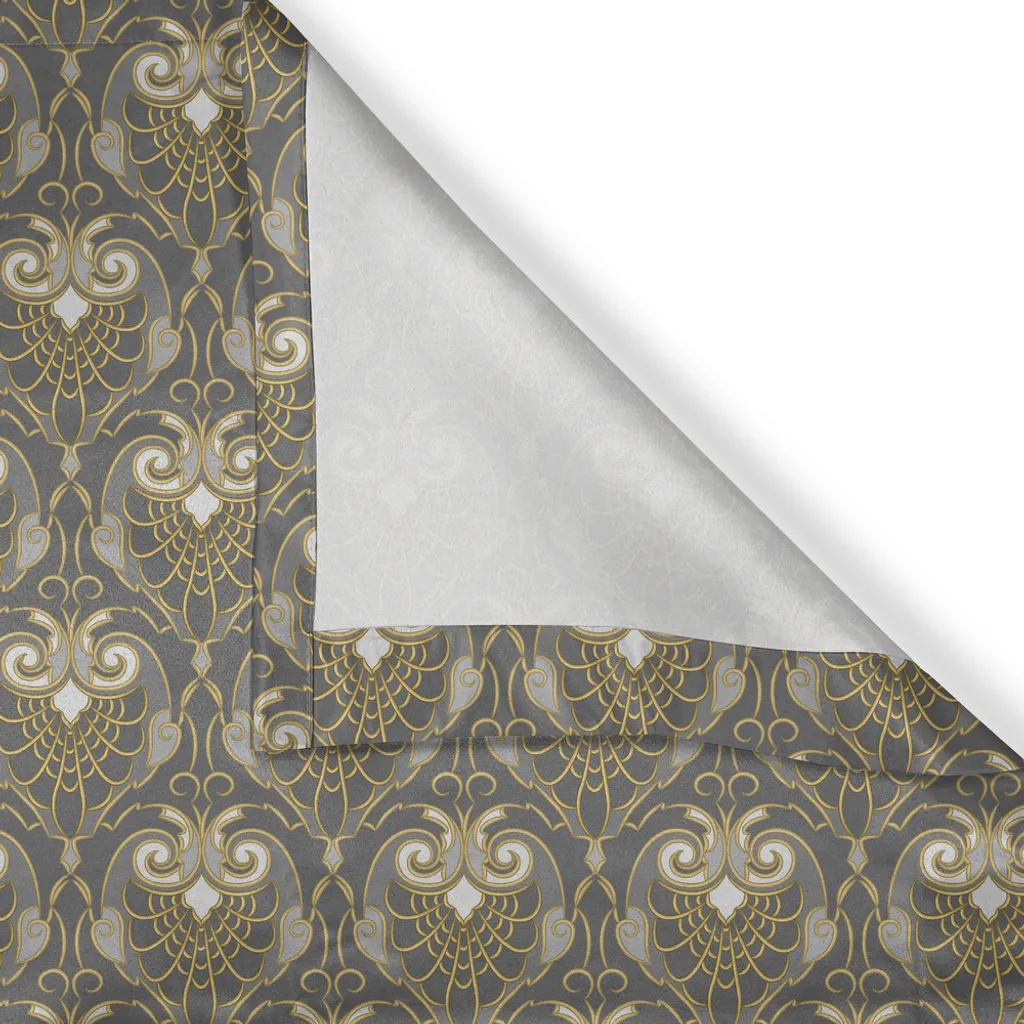 Rideau vintage gris et jaune à motifs royaux classiques 280 cm x 175 cm - 3