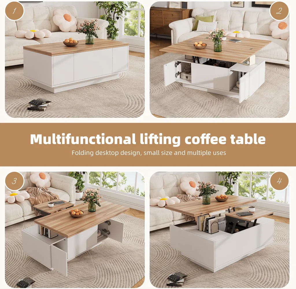 Table Basse Salon pour Manger et Travailler avec Plateau Réglable