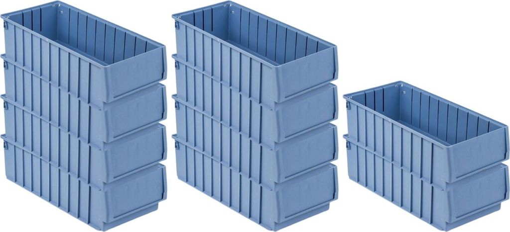 SparSet 10x Regalkasten 500 BH mit Etikett & Schutzhaube | HxBxT 14x23,4x50cm | 12,6 Liter | Sichtlagerkasten, Sortimentskasten, Sortimentsbox, Kle...