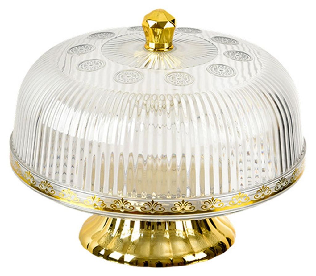 Vintage-Etageren aus Glas mit gewölbtem Deckel, 360°-Rundumsicht, ideal für Kuchen, Cupcakes, Gebäck und Obst.