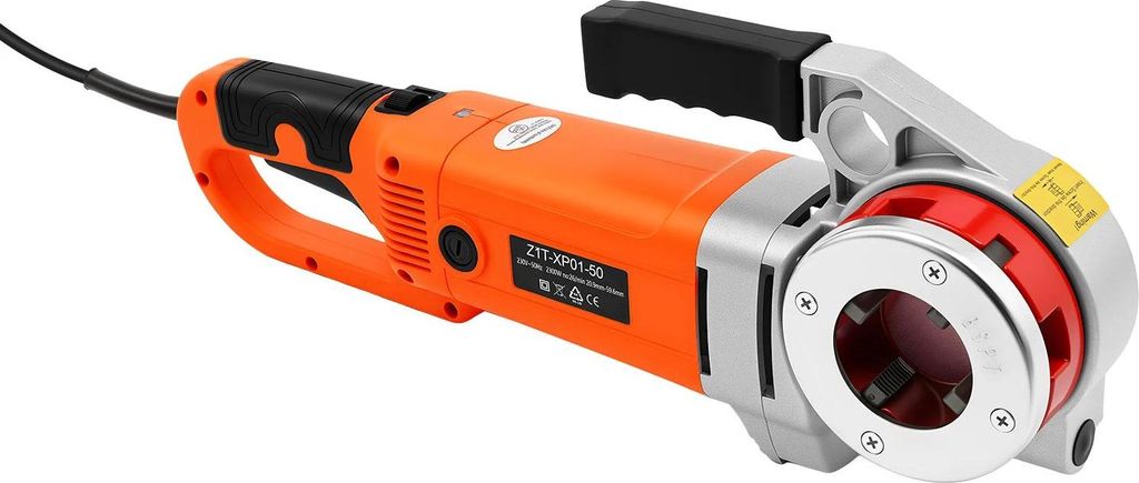 Elektrisches Rohrgewindeschneidgerät - 2300 W - 6 Schneidköpfe 12,7–50,8 mm - Bereich 21,9–59,6 mm - 26 U/min - 220–230 V EU-Stecker - Oran...