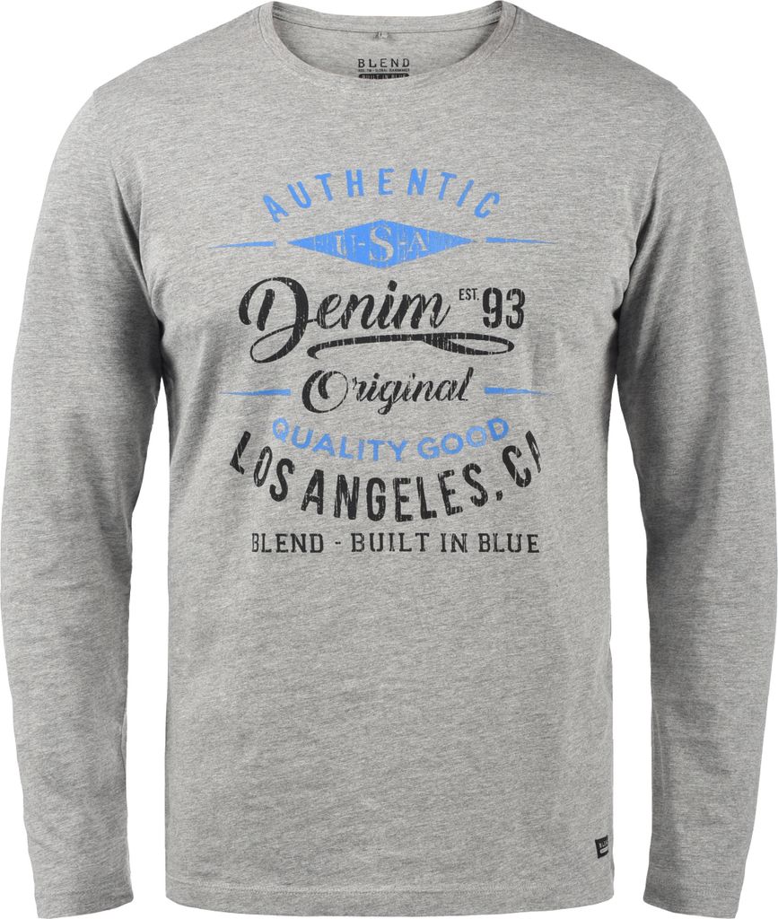BLEND BHDopper Herren Longsleeve Langarmshirt Shirt mit Print Baumwollmischung Regular fit