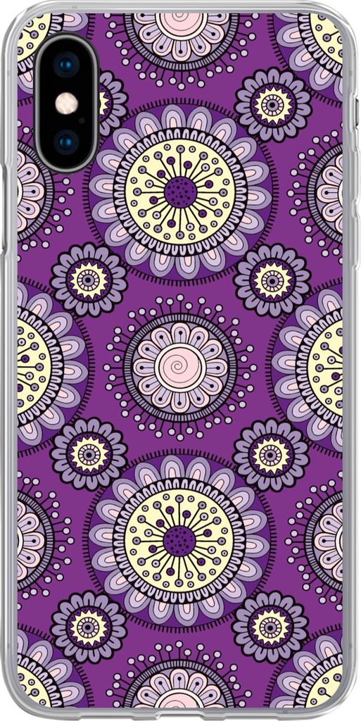 MuchoWow Handyhülle Schutzhülle Hülle für Telefoonhoesje iPhone X Mädchen - Blumen - Lila - Muster - Mädchen - Kinder - Kinder Silikon Soft...