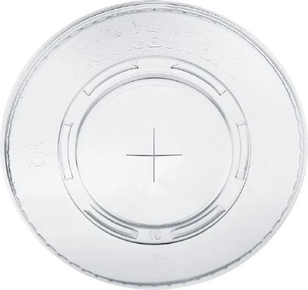 Couvercle plat en PLA diamètre 95 mm avec trou croix - Lot de 100