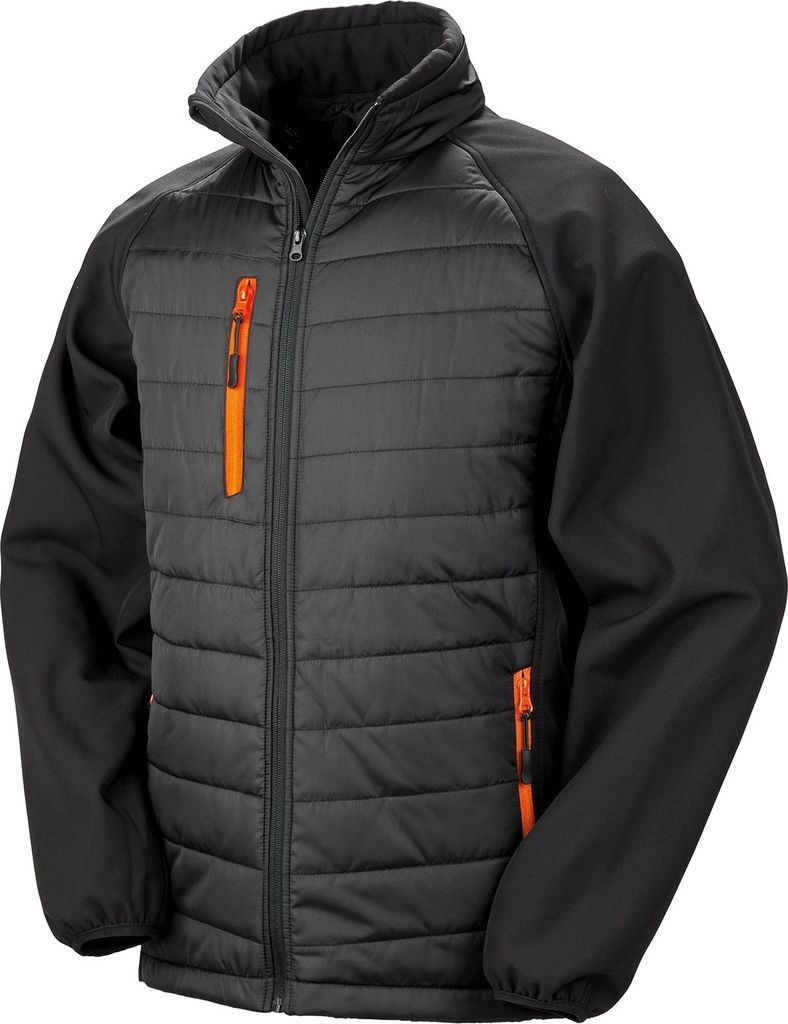 Result - "Compass" Steppjacke für Herren/Damen Uni RW8758 (3XL) (Schwarz/Orange)