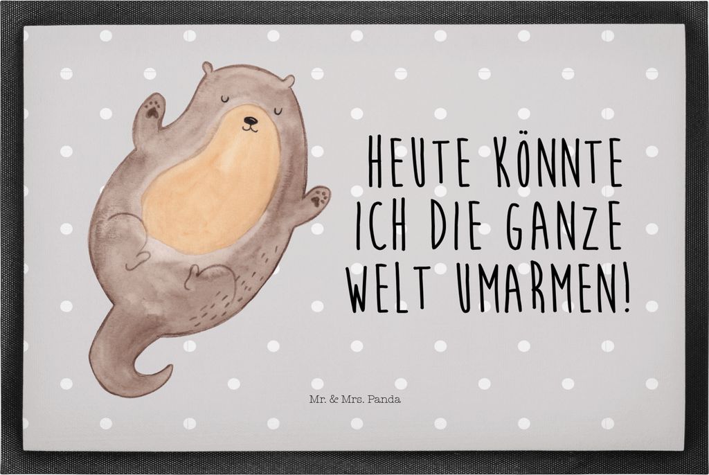 Mr. & Mrs. Panda Schmutzmatte Otter Umarmen 50 x 75 cm - Grau Pastell - Geschenk, Vorleger, Fussmatte, Seeotter See, Bodenvorleger, Schmutzfangmatt...