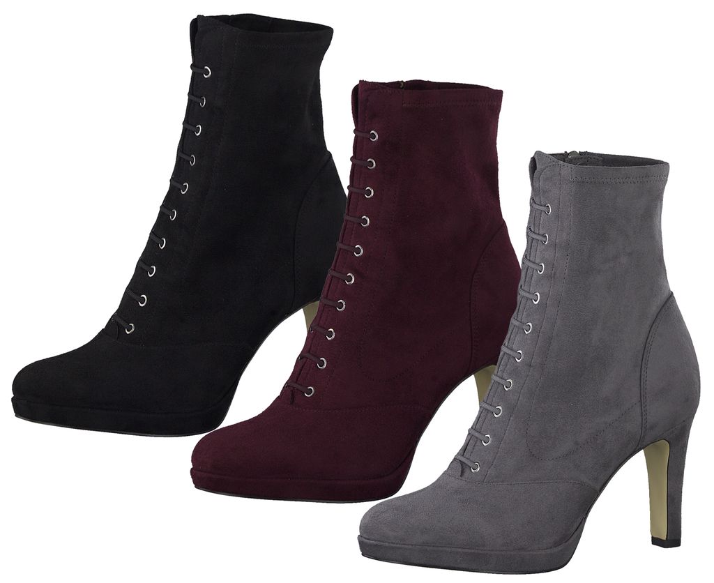 Tamaris 1-25104-23 Damen Stiefeletten High-Heel Schnürstiefeletten, Größe:39 EU, Farbe:Schwarz