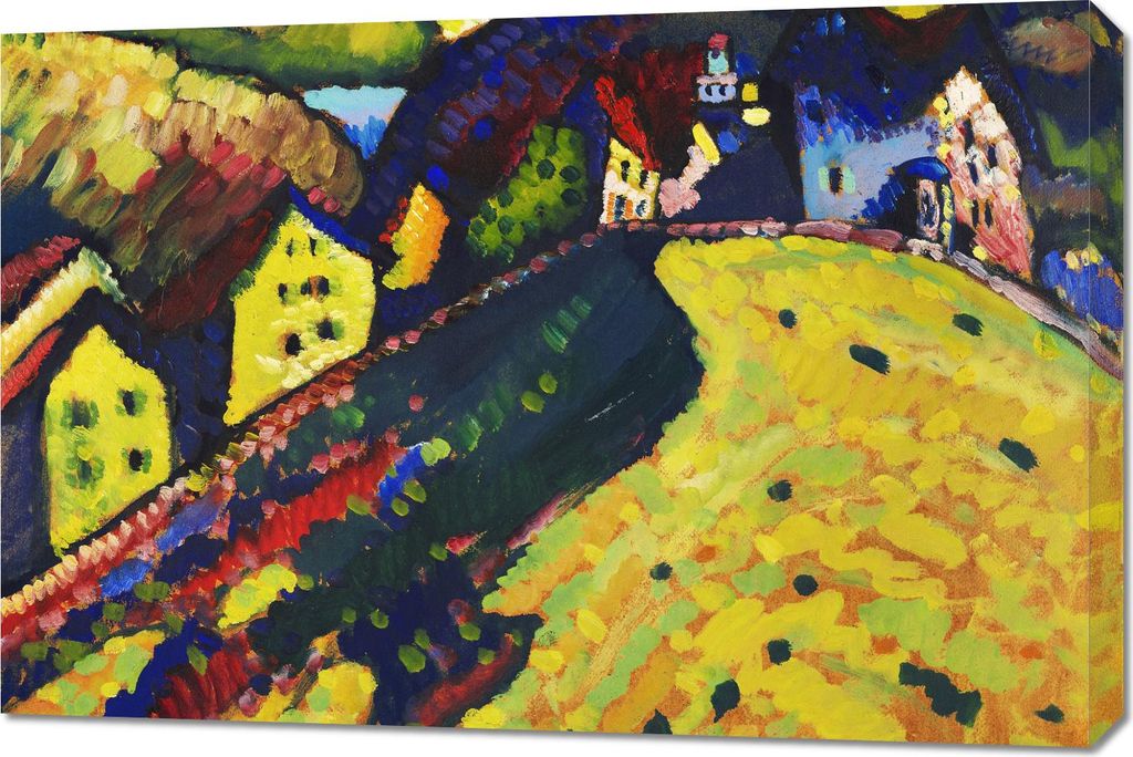 Bild 90x60cm Häuser in Murnau, Wassily Kandinsky Vintage Salon