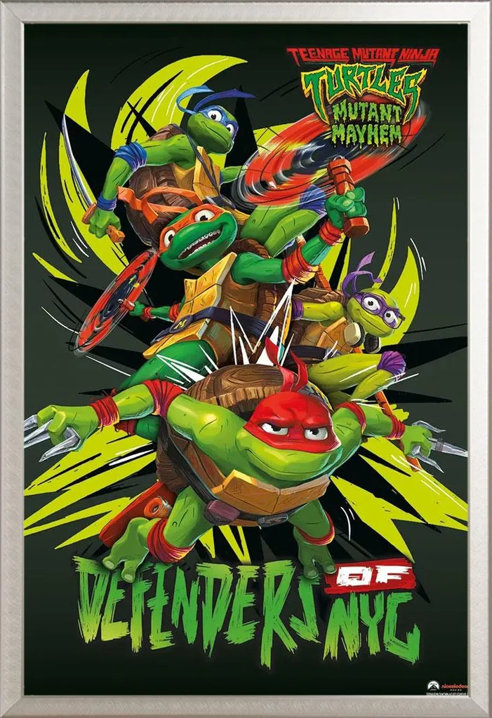 Affiche Encadrée Tortues Ninja Mutant Mayhem Cadre Aluminium 61x91,5 cm