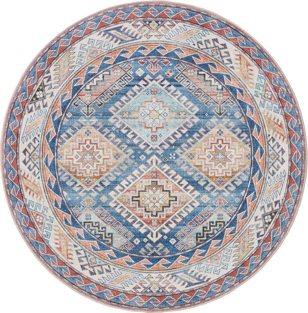 Tapis bleu rond lavable Interiyou Gent 160 cm : fini les taches tenaces