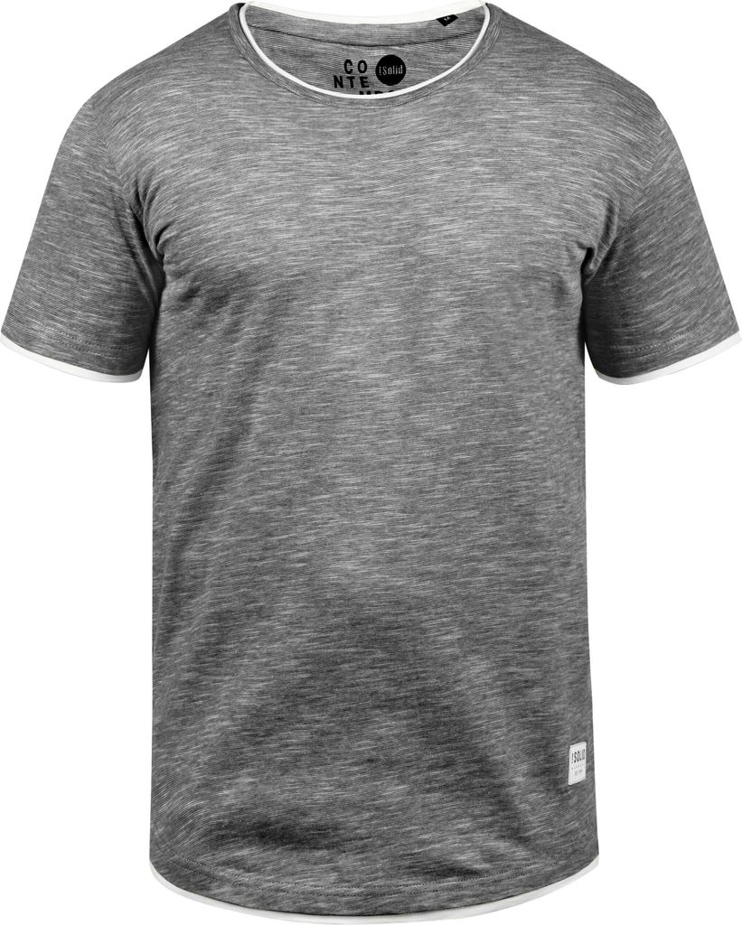 SOLID SDRigos Herren T-Shirt Kurzarm Shirt mit Rundhals-Ausschnitt im Double-Layer-Look 100% Baumwolle Regular fit