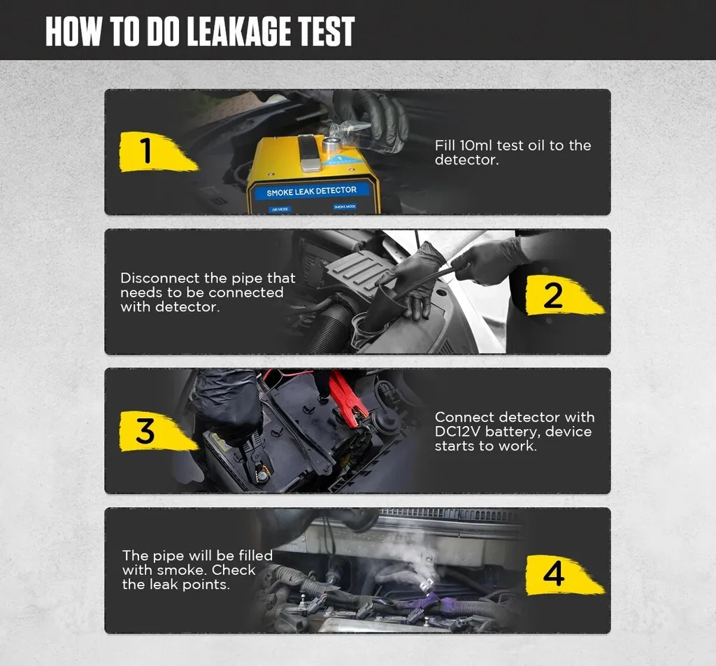 Analyseur de diagnostic de fuites de fumée pour circuits de voiture