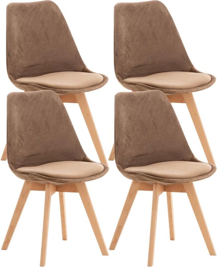 4-teiliges Esszimmerstuhl-Set – Küchenstühle – bequem und leicht zu reinigen | Farbe: Braun | Material: Weich