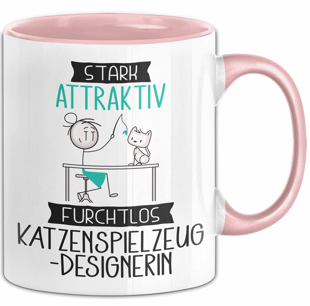 Katzenspielzeug-Designerin Tasse Geschenk Becher Stark Attraktiv Furchtlos Katzenspielzeug-Designerin Lustige Geschenkidee (Rosa)