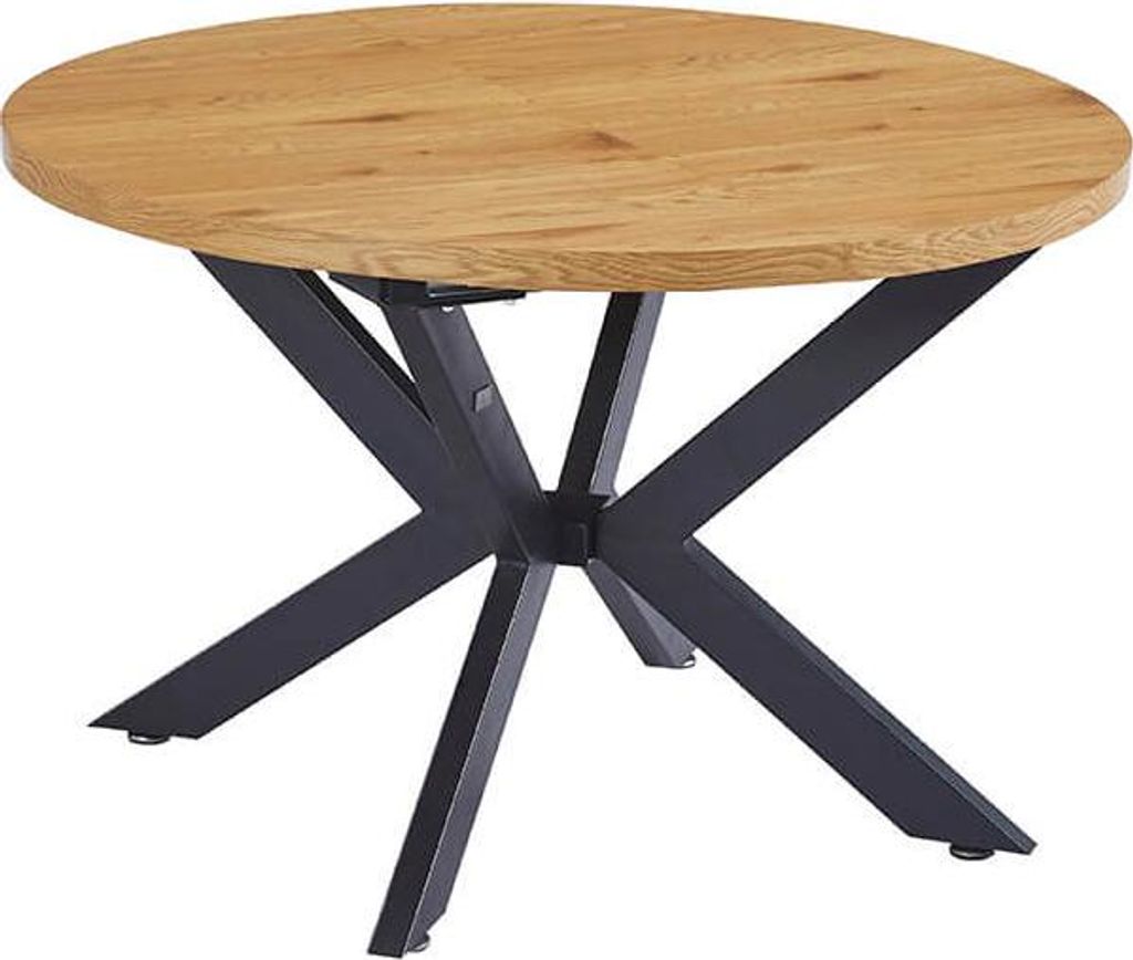 HOME DELUXE Esstisch Rund Ausziehbar AVENTURA inkl. Sternfuß - 120 x 120 cm Light Oak |Küchentisch, Esszimmer, Esszimmertisch, Ausziehtisch