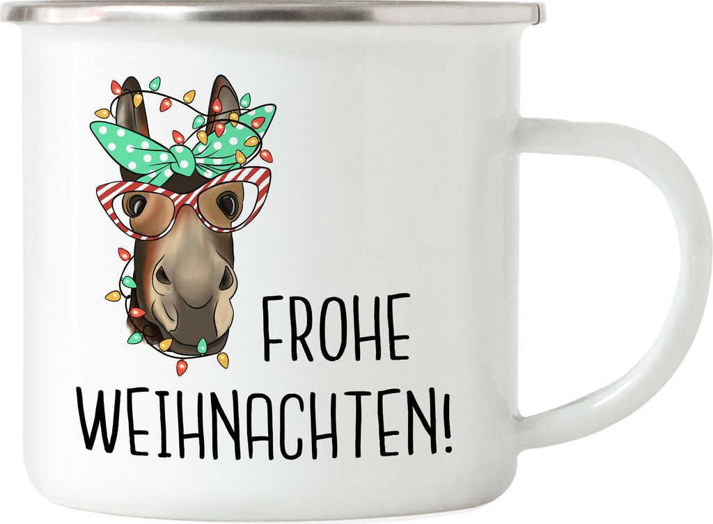 Frohe Weihnachten Emaille Tasse Weihnachten Merry Christmas Frohe Weihnachten Weihnachtszeit Heilig Abend