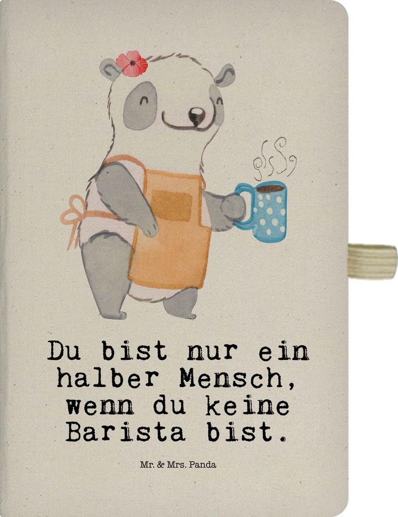 Mr. & Mrs. Panda Tagebuch Barista Herz - Transparent - Geschenk, Kladde, Journal, Kaffee, Reisetagebuch, Eröffnung Cafe, Adressbuch, notizbuch, Au...
