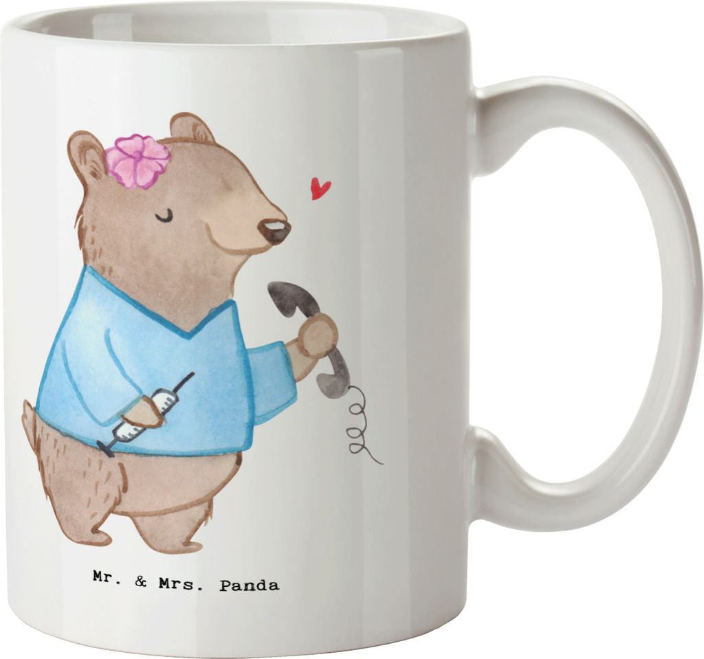 Mr. & Mrs. Panda Pott Arzthelferin Herz - Weiß - Geschenk, Tasse, Kaffeetasse, Kaffeepott, krank, Teepott, Arztpraxis, Ausbildung, Krankenhaus, Be...