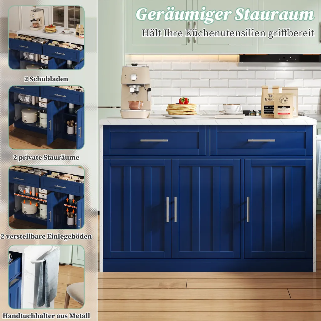 Table de cuisine haute avec prises intégrées et rangement modulable