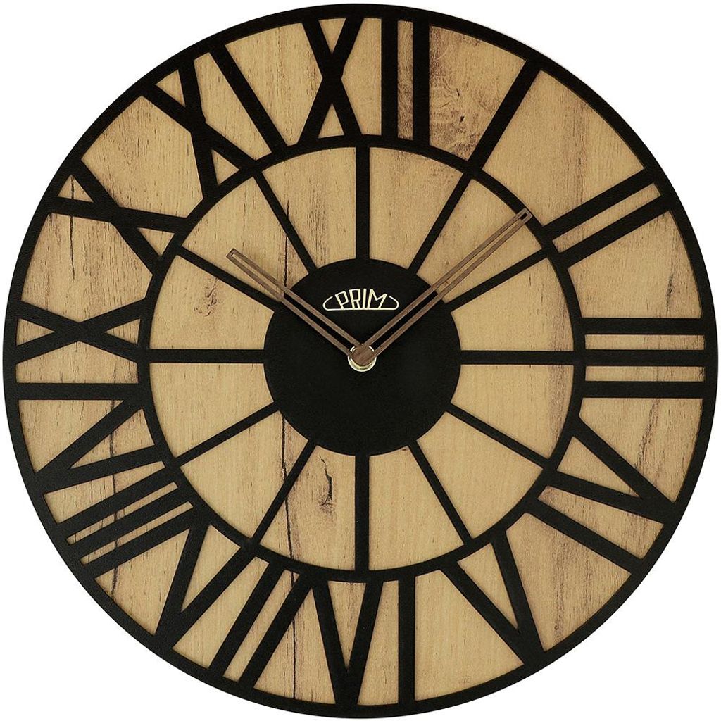PRIM Glamorous Rome Wanduhr Holz lautlos 3D-Zahlen Produktbild 