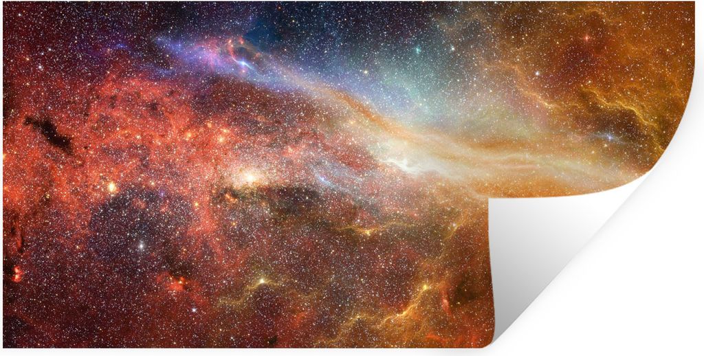 MuchoWow Wandtattoo Wandsticker Wandaufkleber Weltraum - Sterne - Orange 120x60 cm Selbstklebend und Repositionierbar - Sticker - Dekorfolie