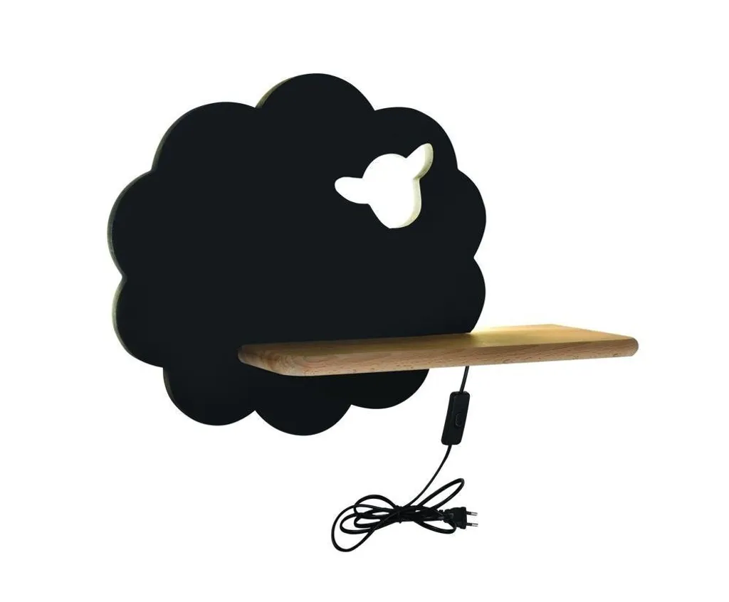 Éclairage mural LED enfant sans perçage SHEEP noir 5W prise murale