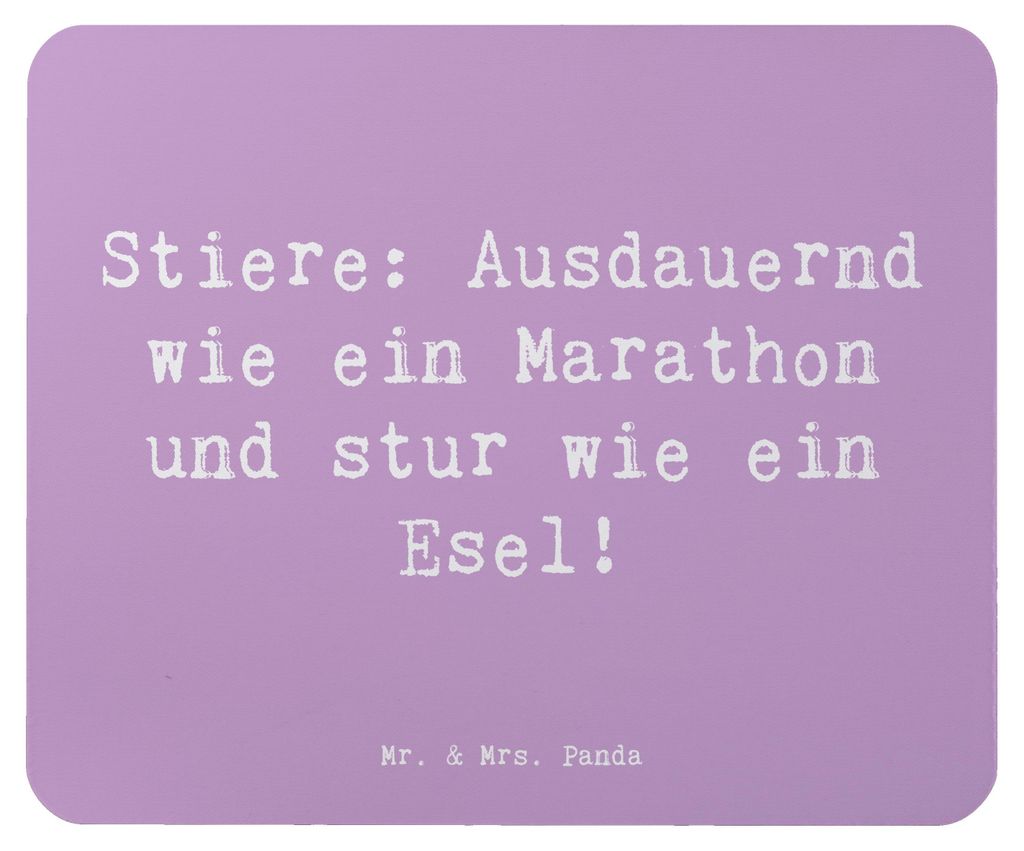 Mr. & Mrs. Panda Mouse Pad Spruch Starker Stier - Lavendeltraum - Geschenk, Ausdauernd wie ein Marathon, Geschenke Sternzeichen, Horoskop, Astrolog...