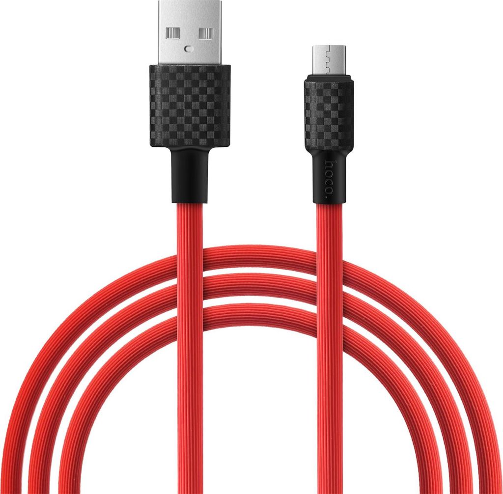 Hoco X29 USB Kabel 1m Micro-USB Ladekabel Datenkabel Carbon Faser Textur Fast Charge Handykabel in rot