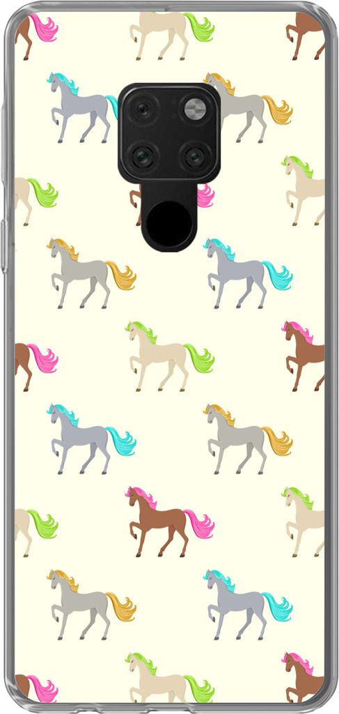 MuchoWow Handyhülle Schutzhülle Hülle für Telefoonhoesje Huawei P40 Lite Mädchen - Pferde - Muster - Mädchen - Kinder - Kinder Silikon Soft...