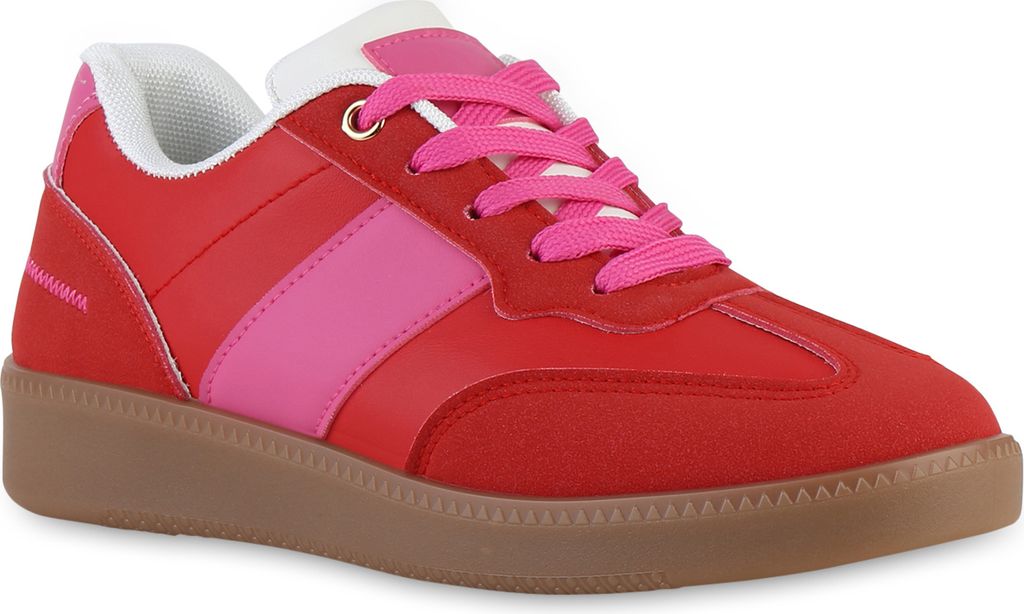 VAN HILL Damen Sneaker Low Schnürer Bequeme Freizeit Schnür-Schuhe 841516, Farbe: Rot, Größe: 39