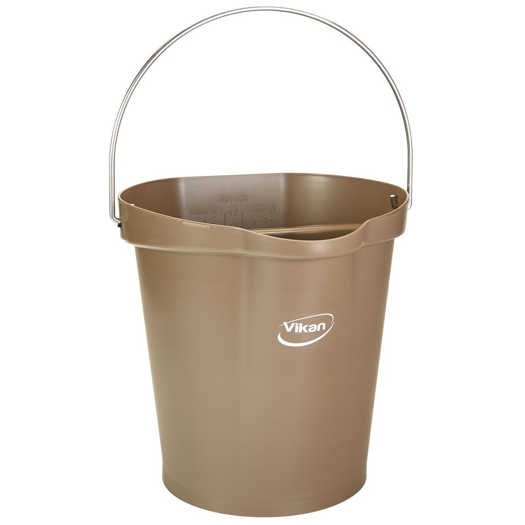 Vikan Hygieneeimer mit Ausgießer - 12L (Braun) für Chemikalien und Zutaten