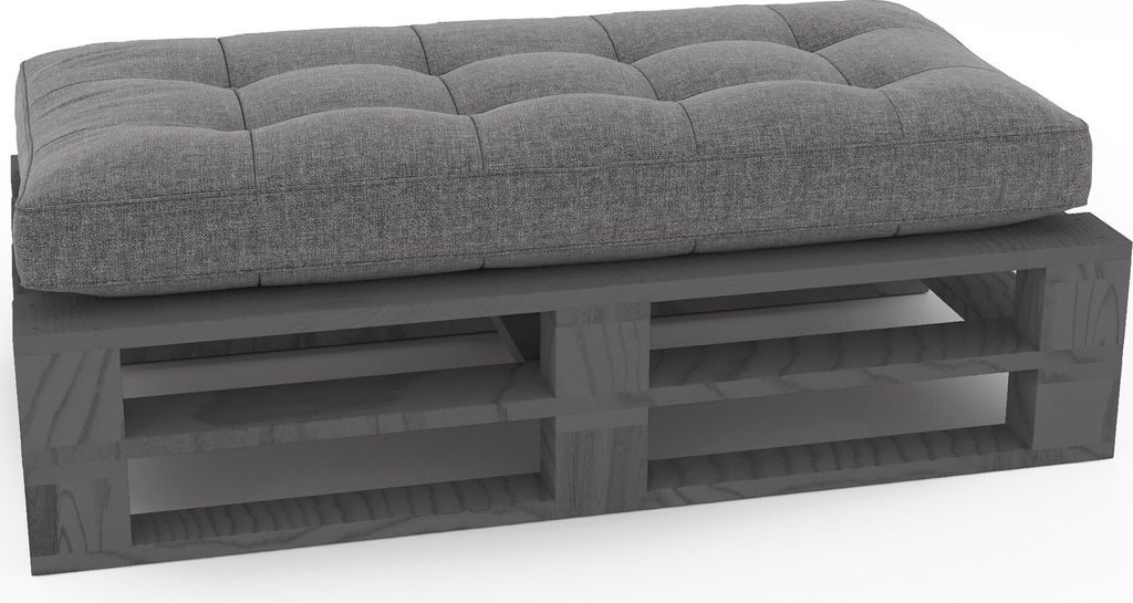 Lermowood Palettenmöbel Mpe Hocker 100 x 60 cm Grau | Europaletten Indoor und Outdoor Lounge Gartenmöbel Holz Gartenmöbel Set Lounge Möbel Terr...
