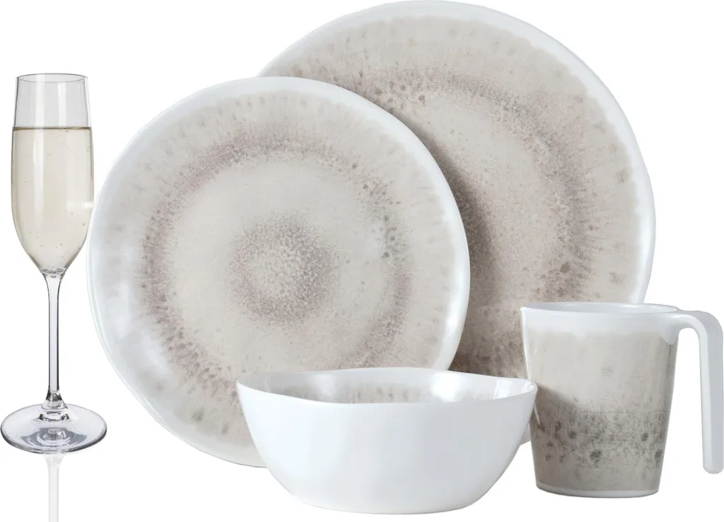 Set Stoviglie 20 Pezzi per Picnic e BBQ | Melamina Antirottura per 4 Persone