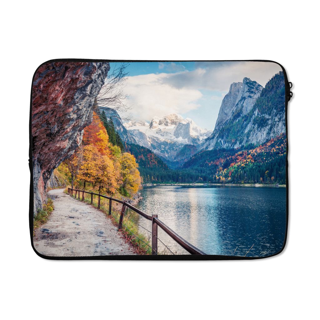 MuchoWow Laptop Hülle 15 Zoll Berge - See - Weg - Natur - Wasser Laptoptasche - Laptoptasche - Sleeve - Rundum-Schutz