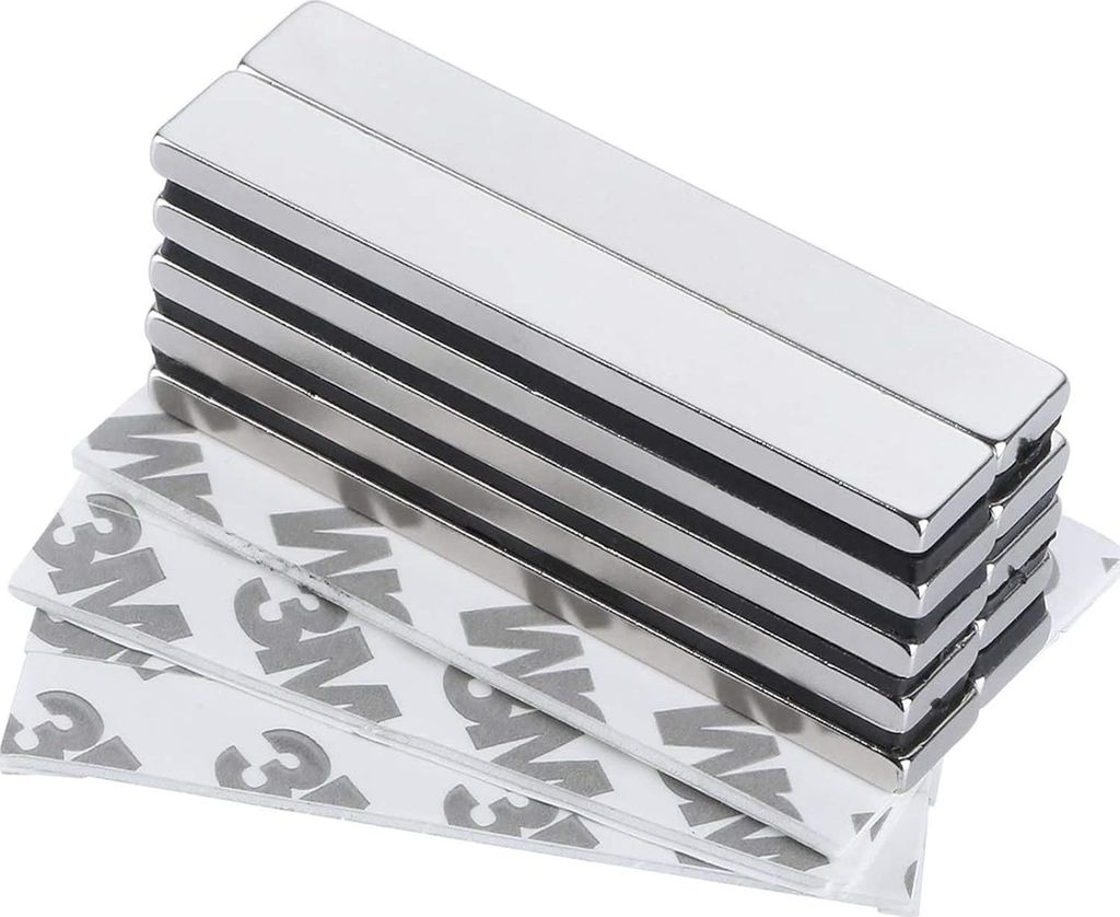 Neodym-Magnete rechteckig - leistungsstarke Magnete mit Klebefolie - 10 Stück