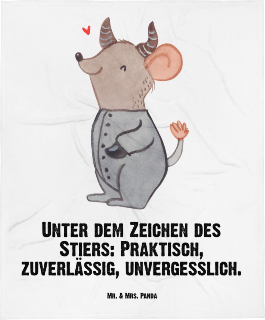 Mr. & Mrs. Panda Babydecke Stier Astrologie - Weiß - Geschenk, Geburtstagsgeschenk, Erstlingsdecke, Sternzeichen, Schmusedecke, Kinderwagendecke, ...