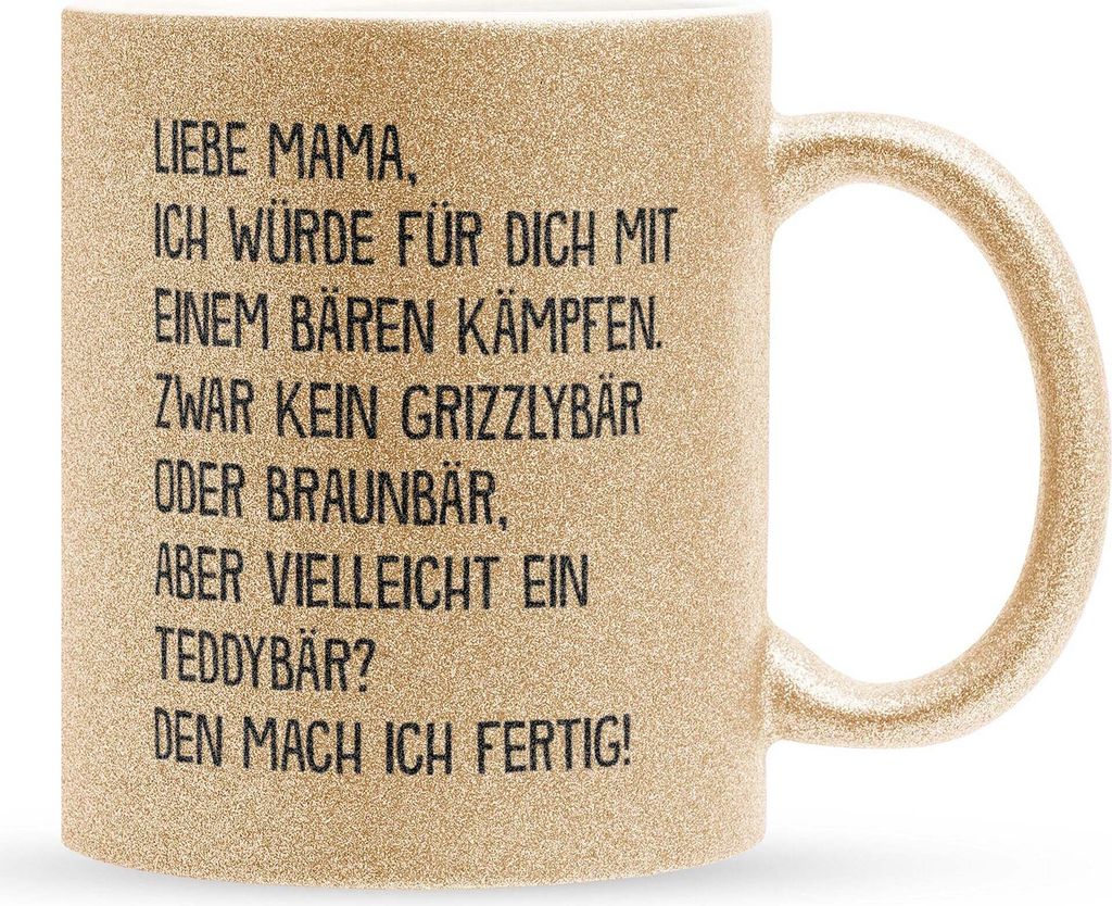 22Feels Glitzertasse Gold Mama Geschenk Muttertag Mutter Geburtstag Kaffeetasse Frauen Weihnachten Haferl Geschenkidee Bürotasse