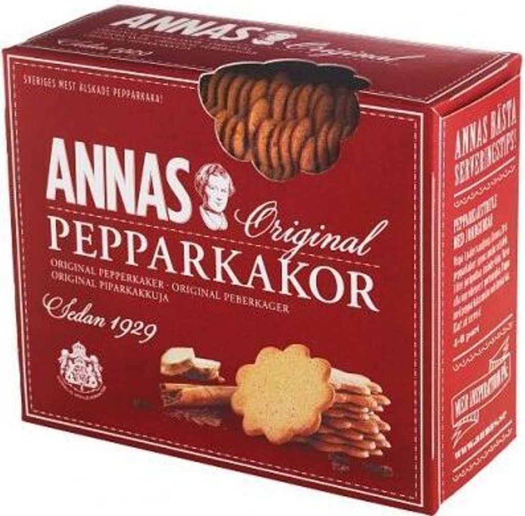 A box of Annas Original Pepparkakor cookies.