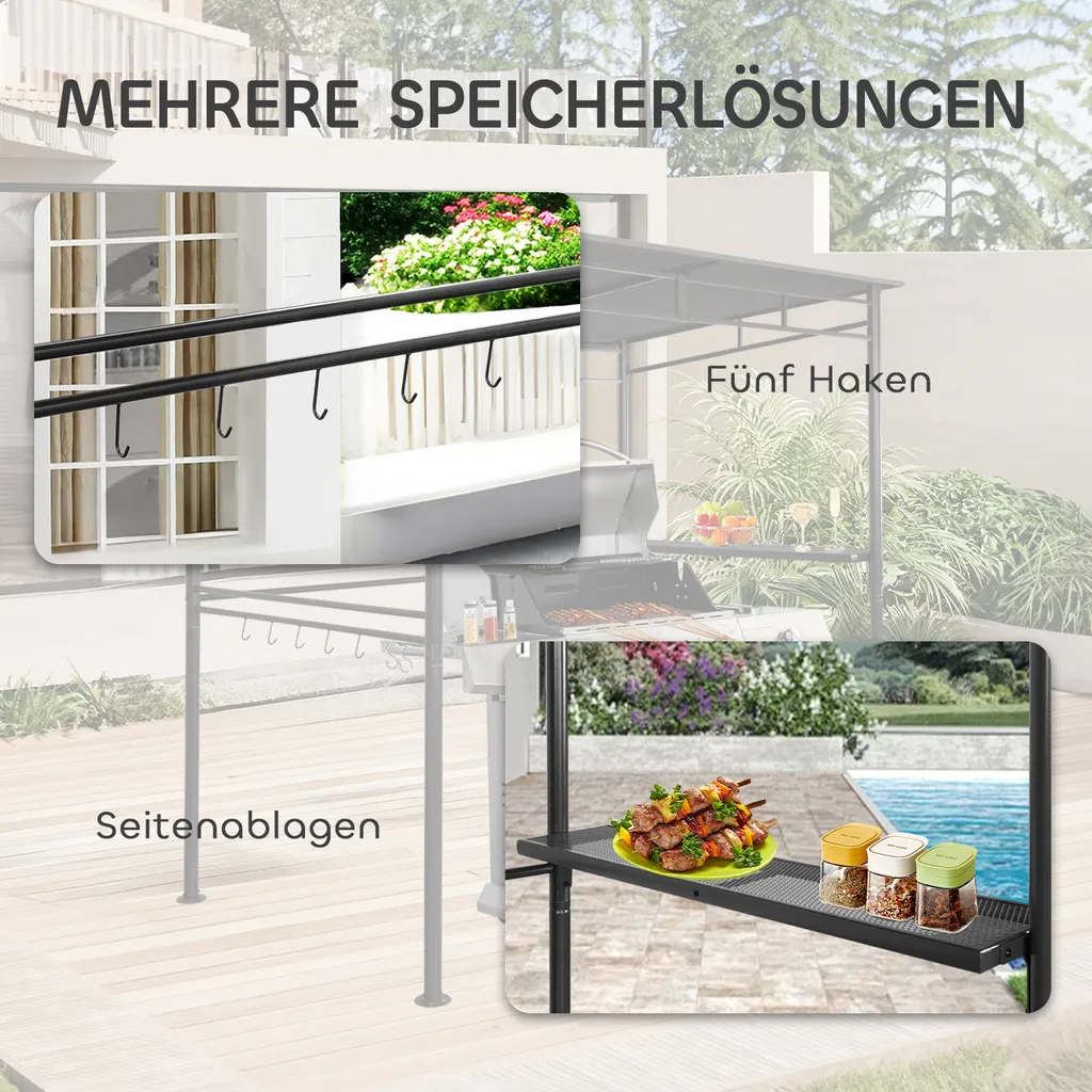 Pavillon de barbecue Angel Living tonnelle de jardin en acier anthracite - 3
