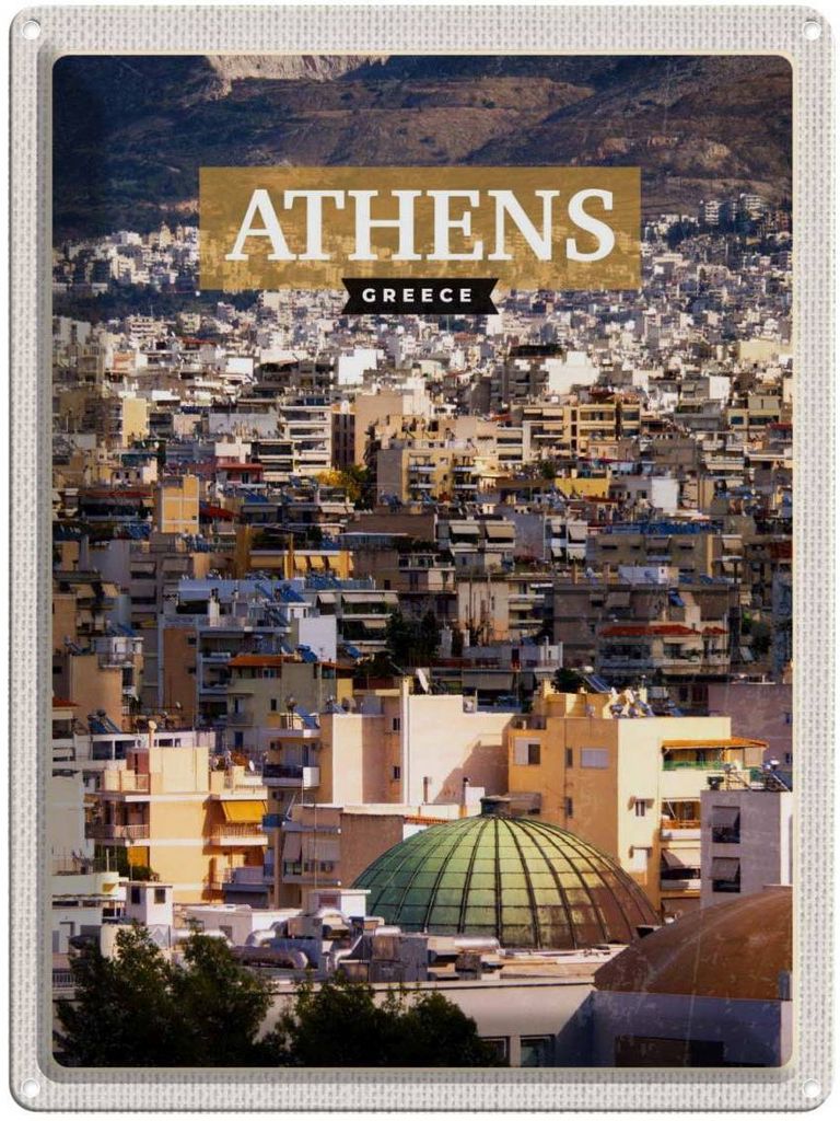 vianmo Blechschild 40x30 cm Athens Greece Urlaub Blick auf die Stadt Bildmotiv Reisemotiv Abenteuer Reisen