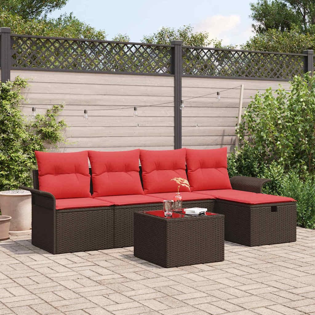 Gartensofa-set mit Kissen mit Speicher 6 pcs Poly Rattan - Gartenmöbelgarnituren DE296