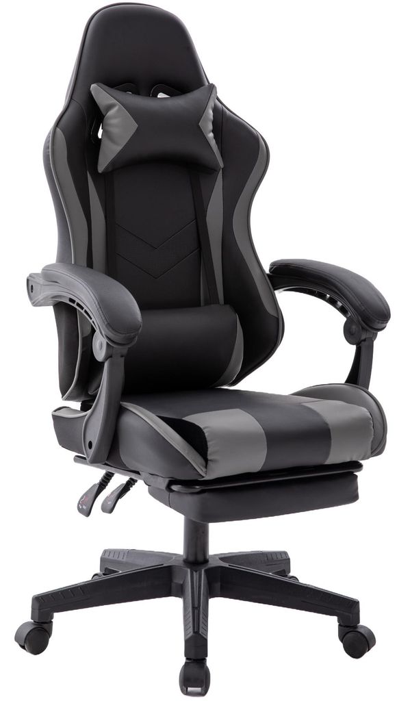 Delman Bürostuhl Gaming Stuhl Gaming Sessel Ergonomischer Gamer Stuhl mit Fußstütze Kopfstütze Gaming Chair 0060GY