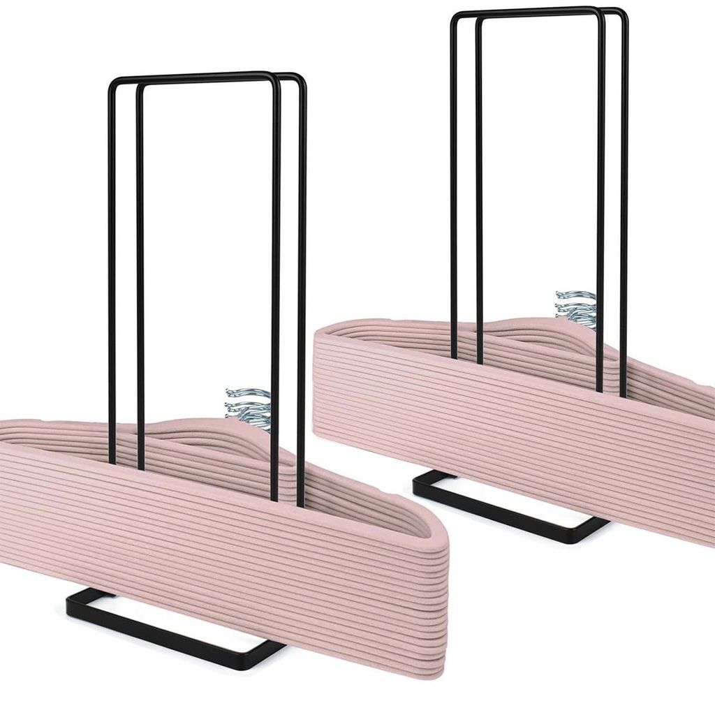Kleiderbügel Organizer 2er Set, Metall Kleiderbügelhalter doppelt, abnehmbar, platzsparend, stabil, für Waschküche und Schrank