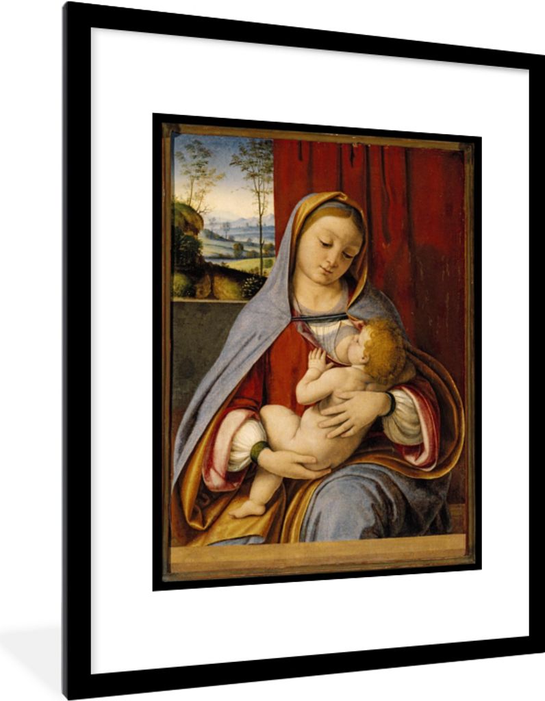 MuchoWow MuchoWow Gerahmtes Poster Madonna mit Kind - Leonardo da Vinci 60x80 cm - Poster mit zchwarzem Bilderrahmen - Wohnzimmer - Dekoratione...