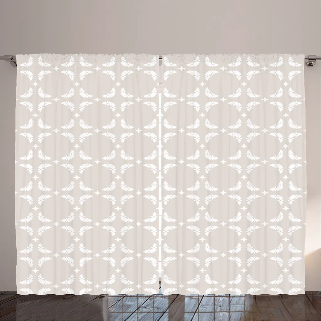 ABAKUHAUS Rideau Rustique Pastel Style Crescent Beige Blanc 280x225 cm