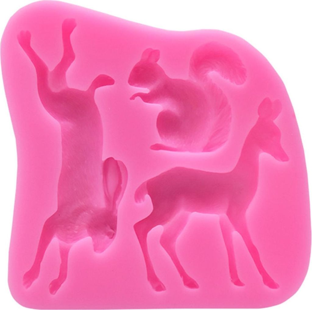 DIY Silikonform Waldtiere Hirsch Kaninchen Eichhörnchen Form Dekorationen zum Backen Fondant