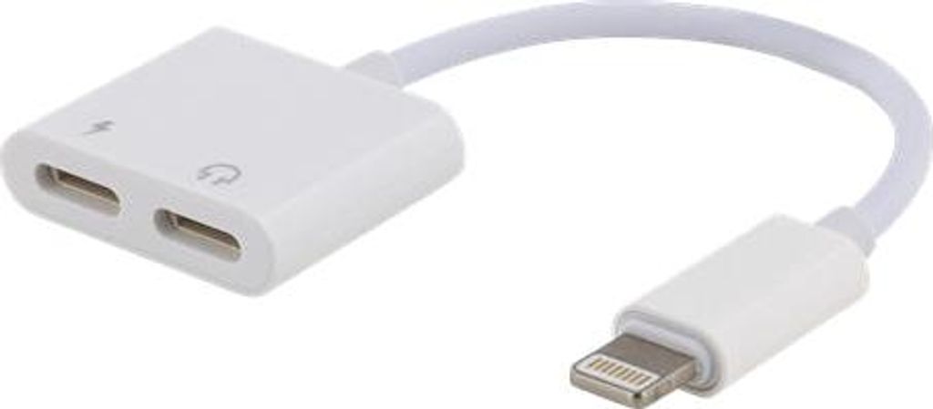 Lightning-auf-2x-Lightning-Adapter, 5 V, 2 A, 10 cm - Laden und Hören - Weiß