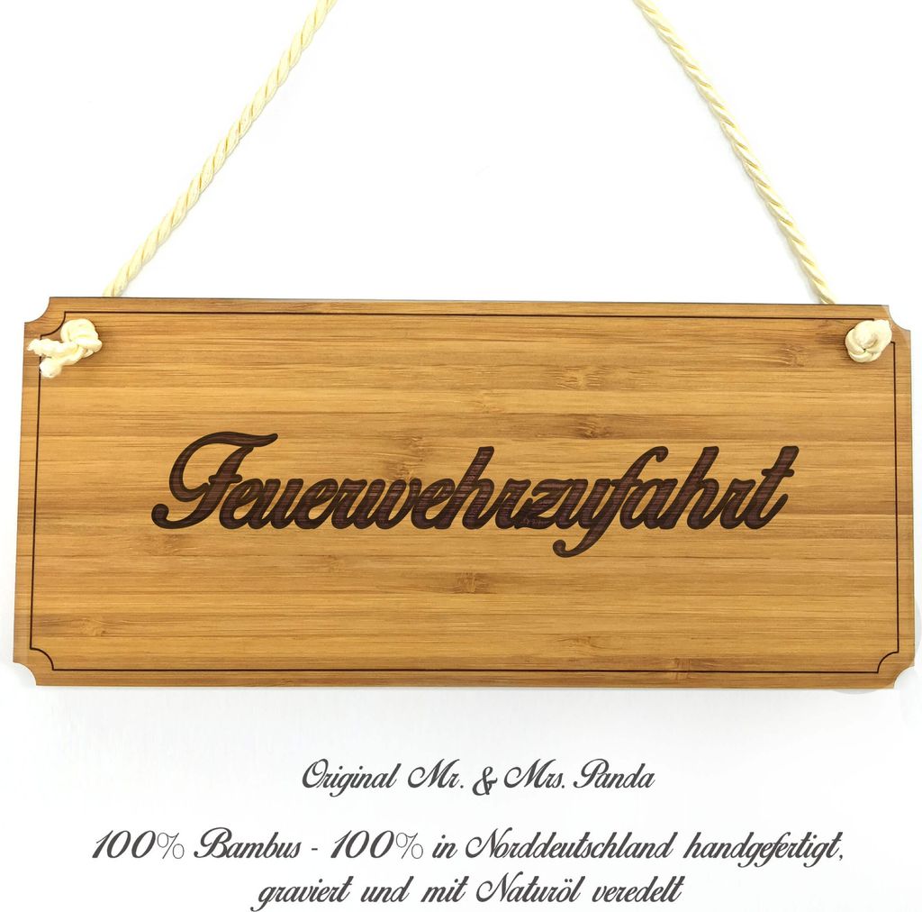 Mr. & Mrs. Panda Infotafel Feuerwehrzufahrt - Geschenk, Türschild, Shabby, Landhaus, Schild, Graviert, Werbeschild, Hinweisschild, Wegweiser, Gesc...