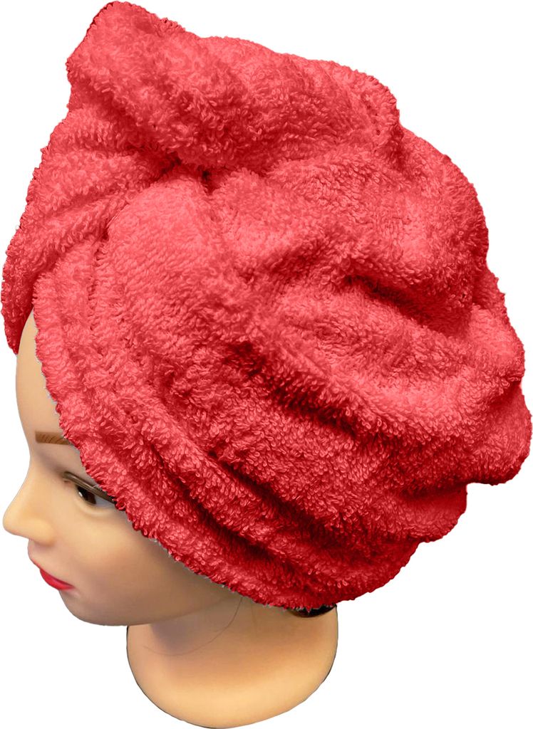Schnelltrocknender Frottee-Haarturban, rot